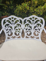 Sh&g 2 Seater Love Bench - White Cast Aluminium With Cream Cushion - Indoor & Outdoor - Signature Homes And Gardens - thumbnail 3