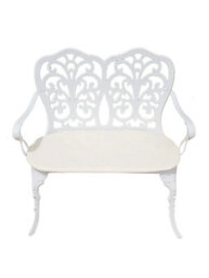 Sh&g 2 Seater Love Bench - White Cast Aluminium With Cream Cushion - Indoor & Outdoor - Signature Homes And Gardens - thumbnail 1