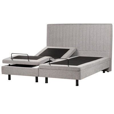 Beliani Adjustable Bed Fabric Castellan 180 X 200 Cm (Eu Super King) Light Grey