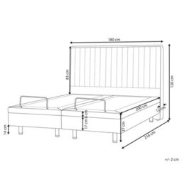 Beliani Adjustable Bed Fabric Castellan 180 X 200 Cm (Eu Super King) Light Grey - thumbnail 3