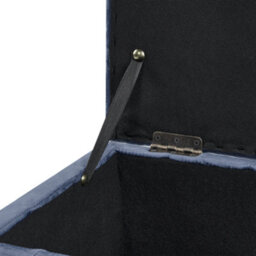 Wyld and Coco Dark Blue Velvet Tufted Ottoman With Storage Bench - Velvethaven Elegant Accent Seating - thumbnail 5