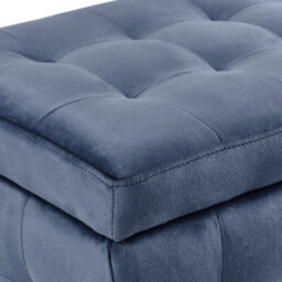 Wyld and Coco Dark Blue Velvet Tufted Ottoman With Storage Bench - Velvethaven Elegant Accent Seating - thumbnail 6