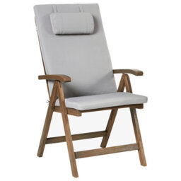 Beliani Set Of 2 Garden Chairs With Cushions Amantea Premium Acacia Wood Light Grey - thumbnail 4