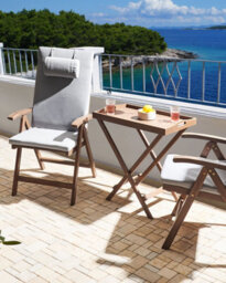 Beliani Set Of 2 Garden Chairs With Cushions Amantea Premium Acacia Wood Light Grey - thumbnail 2