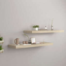 Berkfield Floating Wall Shelves 2 Pcs Oak 80X23.5X3.8 Cm Mdf - thumbnail 1