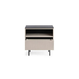 Arte Orta Cabinet 57Cm - Cashmere & Black Modern Display Cabinet With Drawer And Led Lighting - thumbnail 3
