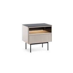 Arte Orta Cabinet 57Cm - Cashmere & Black Modern Display Cabinet With Drawer And Led Lighting - thumbnail 2
