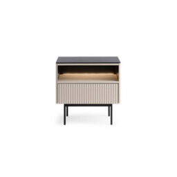 Arte Orta Cabinet 57Cm - Cashmere & Black Modern Display Cabinet With Drawer And Led Lighting - thumbnail 4