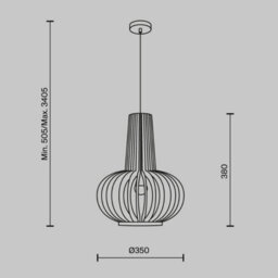 Luminosa Lighting Luminosa Roots Iii Modern 35Cm Wire Frame Pendant Ceiling Light Black 1Xe27 Beige Shade - thumbnail 2