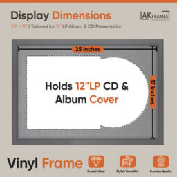 "AK Frames 25X17"" Dark Grey Sleek Vinyl Record Frame With Mid Grey Mount For 12 Inch Lp Cover & Disc - Overlapped Design" - thumbnail 2