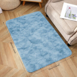 Aspire Homeware Non-Slip Tie Dye Teal Shaggy Rug Soft Fluffy Doormat, (L)80Cm X (W)50Cm