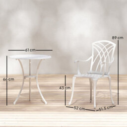 Outsunny 3 Pcs Garden Bistro Set Outdoor Garden Furniture Set W/ Umbrella Hole - thumbnail 3