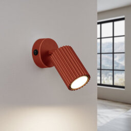 Luminosa Lighting Luminosa Karbon Minimalist Single Wall Spotlight Red Ochre With Switch - thumbnail 3