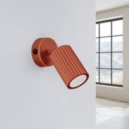Luminosa Lighting Luminosa Karbon Minimalist Single Wall Spotlight Red Ochre With Switch - thumbnail 2