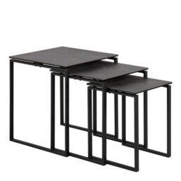 Wyld Haus Frederikssund Set Of 3 Black Ceramic Nesting Coffee Tables - thumbnail 2