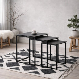 Wyld Haus Frederikssund Set Of 3 Black Ceramic Nesting Coffee Tables - thumbnail 1
