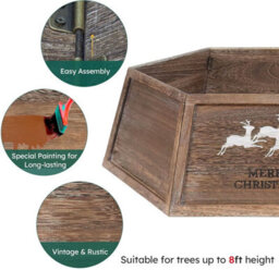 Shatchi 31.5Inch Christmas Tree Skirt Foldable Wooden Box Tree Stand Base Cover Tree For Tree Decorations - thumbnail 8