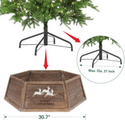 Shatchi 31.5Inch Christmas Tree Skirt Foldable Wooden Box Tree Stand Base Cover Tree For Tree Decorations - thumbnail 9