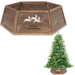 Shatchi 31.5Inch Christmas Tree Skirt Foldable Wooden Box Tree Stand Base Cover Tree For Tree Decorations - thumbnail 1