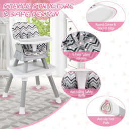 Costway 6-In-1 Baby High Chair Infant Feeding Chair Kids Stool W/removable Tray & Cushion - thumbnail 7