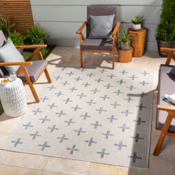 Livabliss Tuareg-Global Ivory Blue Graphic In- & Outdoor Rug 200 X 275 Cm Easy Care, Non Shedding - thumbnail 2