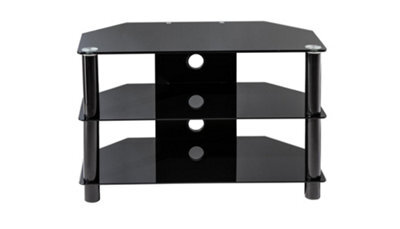 Alphason Essentials Tv-Stand With 3 Shelves Black Glass, 800mm - image 1