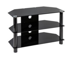 Alphason Essentials Tv-Stand With 3 Shelves Black Glass, 800mm - thumbnail 2