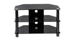 Alphason Essentials Tv-Stand With 3 Shelves Black Glass, 800mm - thumbnail 1