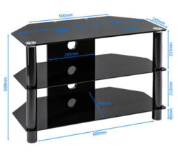 Alphason Essentials Tv-Stand With 3 Shelves Black Glass, 800mm - thumbnail 5