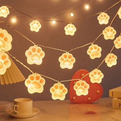6M 40 Led Cat Paw String Lights Usb Battery Garden Bedroom Decor - image 1