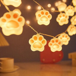 6M 40 Led Cat Paw String Lights Usb Battery Garden Bedroom Decor - thumbnail 2
