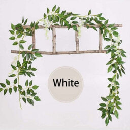 2 Pack 2X7Ft Artificial Wisteria Garland Artificial Flower Silk Ivy Hanging Plant Wall Decoration Garden Decoration (White) - thumbnail 6
