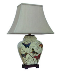 Downton Interiors Cream Butterfly Oriental Chinese Ceramic Porcelain Table Lamp - thumbnail 2