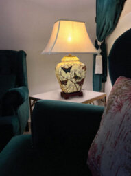 Downton Interiors Cream Butterfly Oriental Chinese Ceramic Porcelain Table Lamp - thumbnail 3