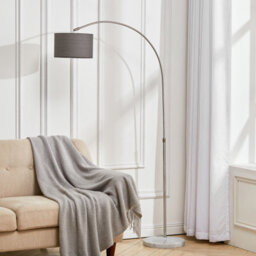 Living And Home Grey Arched Height Adjustable Floor Lamp Marble Base With Shade 131 To 186Cm - thumbnail 2