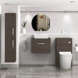 Royal Bathrooms Turin 600mm Grey Elm 1-Drawer Wall Hung Unit & 370mm Square Countertop Basin - thumbnail 2