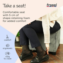 Froppi Premium 47L Storage Footstool, Storm Grey Velvet Upholstered Ottoman Stool, Square Ottoman Footrest Stool L45 W45 H41 Cm - thumbnail 5