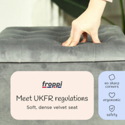Froppi Premium 47L Storage Footstool, Storm Grey Velvet Upholstered Ottoman Stool, Square Ottoman Footrest Stool L45 W45 H41 Cm - thumbnail 7
