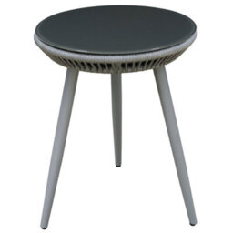Loops 3Pc Garden Bistro Set - Aluminium & Rope - Outdoor Dining Chair Round Table Grey - thumbnail 9