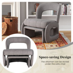 Gainoom Accent Chair With Ottoman Upholstered Velvet Single Sofa Chair Armchair - thumbnail 4
