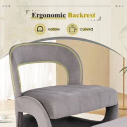 Gainoom Accent Chair With Ottoman Upholstered Velvet Single Sofa Chair Armchair - thumbnail 2