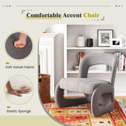 Gainoom Accent Chair With Ottoman Upholstered Velvet Single Sofa Chair Armchair - thumbnail 6