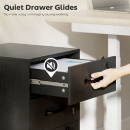 Black Mobile Filing Cabinet With 3 Drawers And Wheels, Under Desk File Cabinet - thumbnail 5
