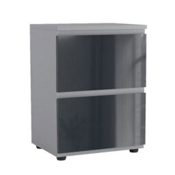 Urbn-Living Urbnliving 49Cm Height Glossy 2 Drawers Bedside Cabinet Chest Of Drawers With Smooth Metal Runner Grey & Grey - thumbnail 2