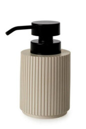 Textured 4 Pcs Dish, Toothbrush , Dispenser Toilet Brush Holder Set - Almond - thumbnail 4