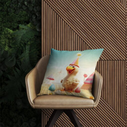 Warren Reed Designer Funky Chicken On A Beach Holiday Outdoor Cushion 45Cm X 45Cm - thumbnail 2