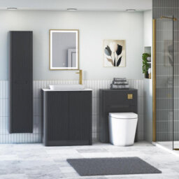 Royal Bathrooms Avenza 800mm Matt Obsidian Black Floor Standing Bathroom Vanity Unit 2 Door With Qubix Basin - thumbnail 4