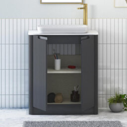 Royal Bathrooms Avenza 800mm Matt Obsidian Black Floor Standing Bathroom Vanity Unit 2 Door With Qubix Basin - thumbnail 5