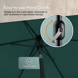 Vonhaus Parasol 2M, Garden Umbrella, Sun Shade Canopy With Hand Crank, Tilt Function, Uv30+ Protection, Air Vent, Steel Frame - thumbnail 6