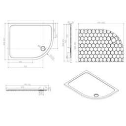 Royal Bathrooms 1200 X 900mm Right Handed Offset Quadrant Stone Shower Enclosure Tray With Riser Kit Gloss White 30mm Slimline - thumbnail 9